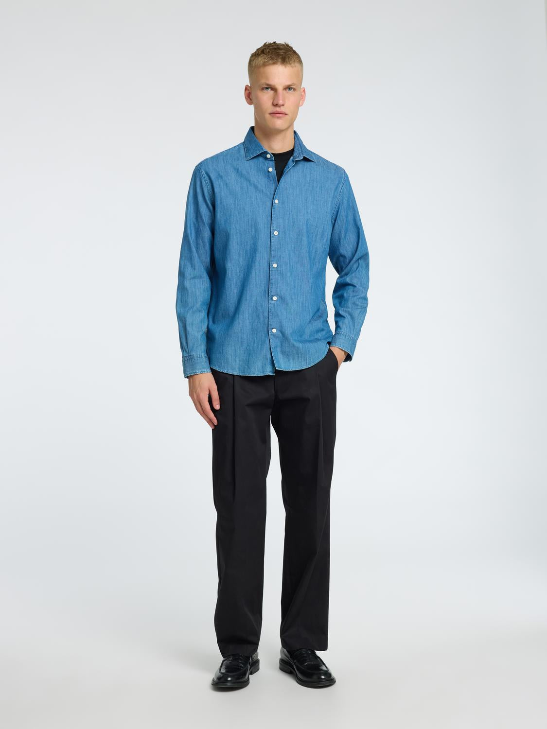 Regular Bond Denim Shirt - Blå/ Medium Blue Denim