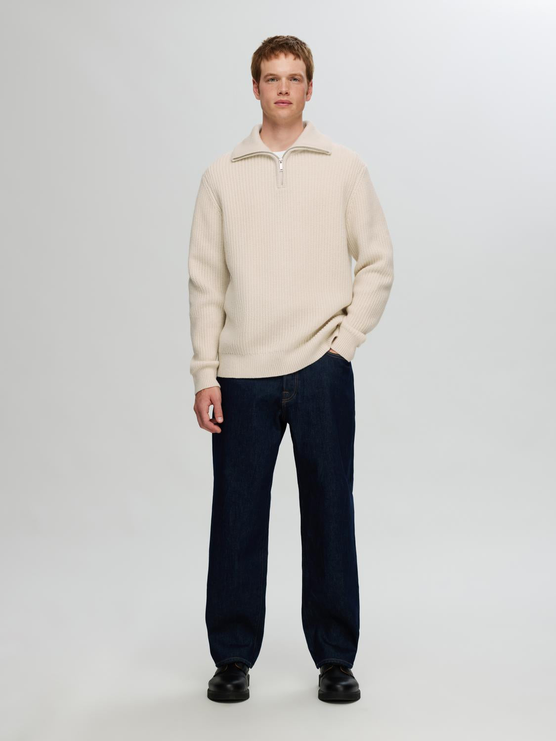 Land Strikket Genser - Beige/ Tofu
