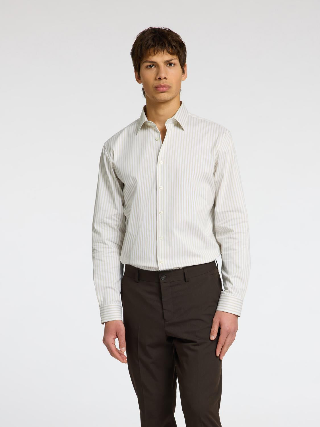 Slim Performance Skjorte - Beige/ Sand