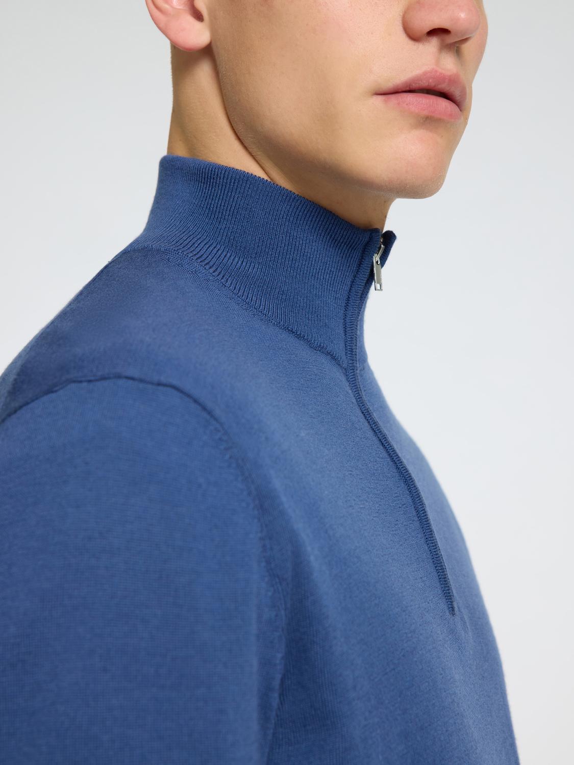 Tray Merino Half Zip Genser - Blå/ Oceana