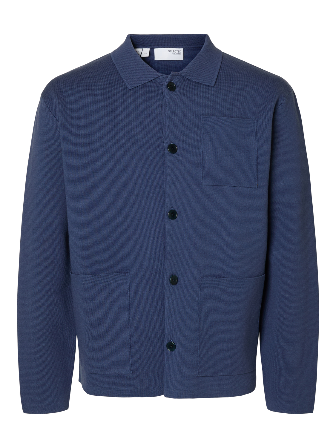 Mike Strikket Polo Cardigan - Blå/ Oceana
