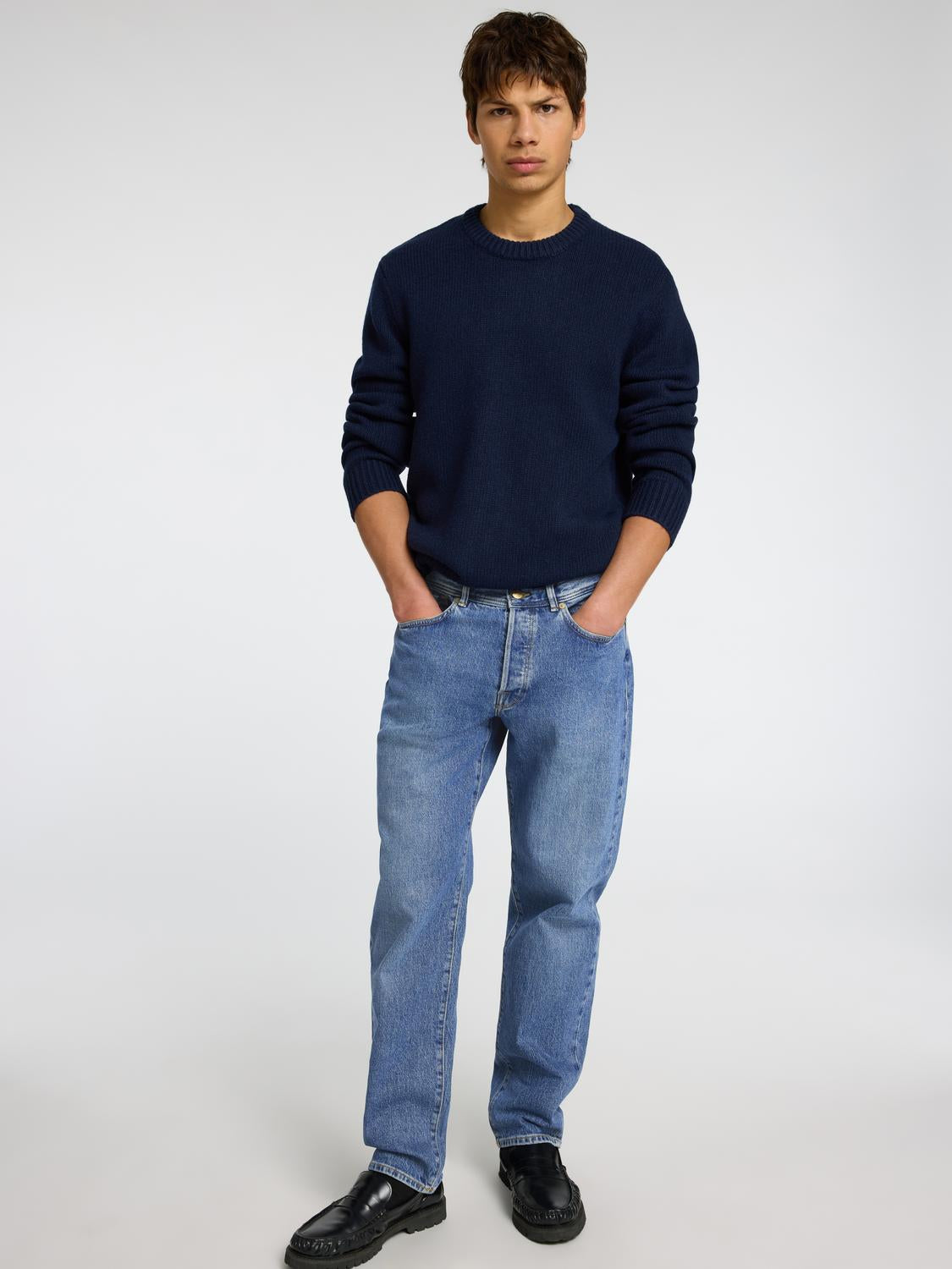 Straight Jeans - Blå/ Medium Blue Denim