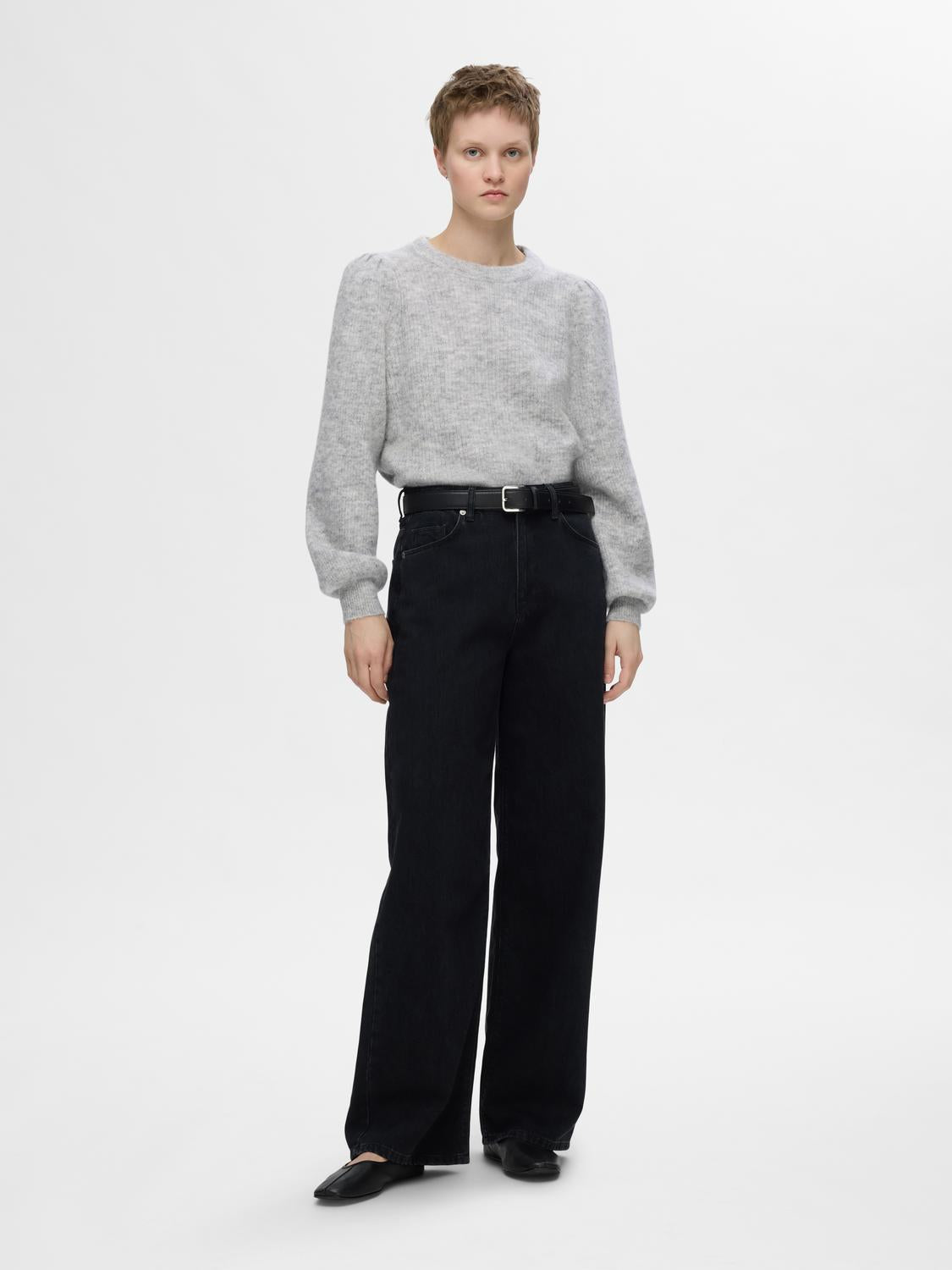 Lulu Rib O-neck - Grå/ Light Grey Melange