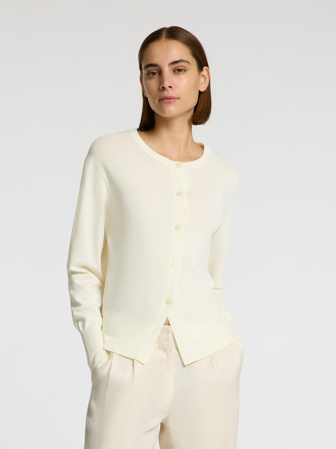 Calo Strikket Cardigan - Beige/ Birch