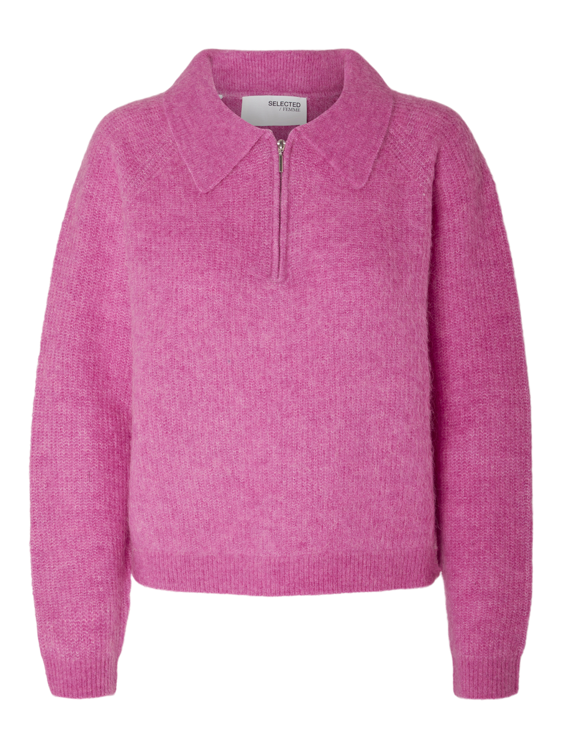 Sia Mynte half zip genser med krage - Rosa/ Phlox Pink