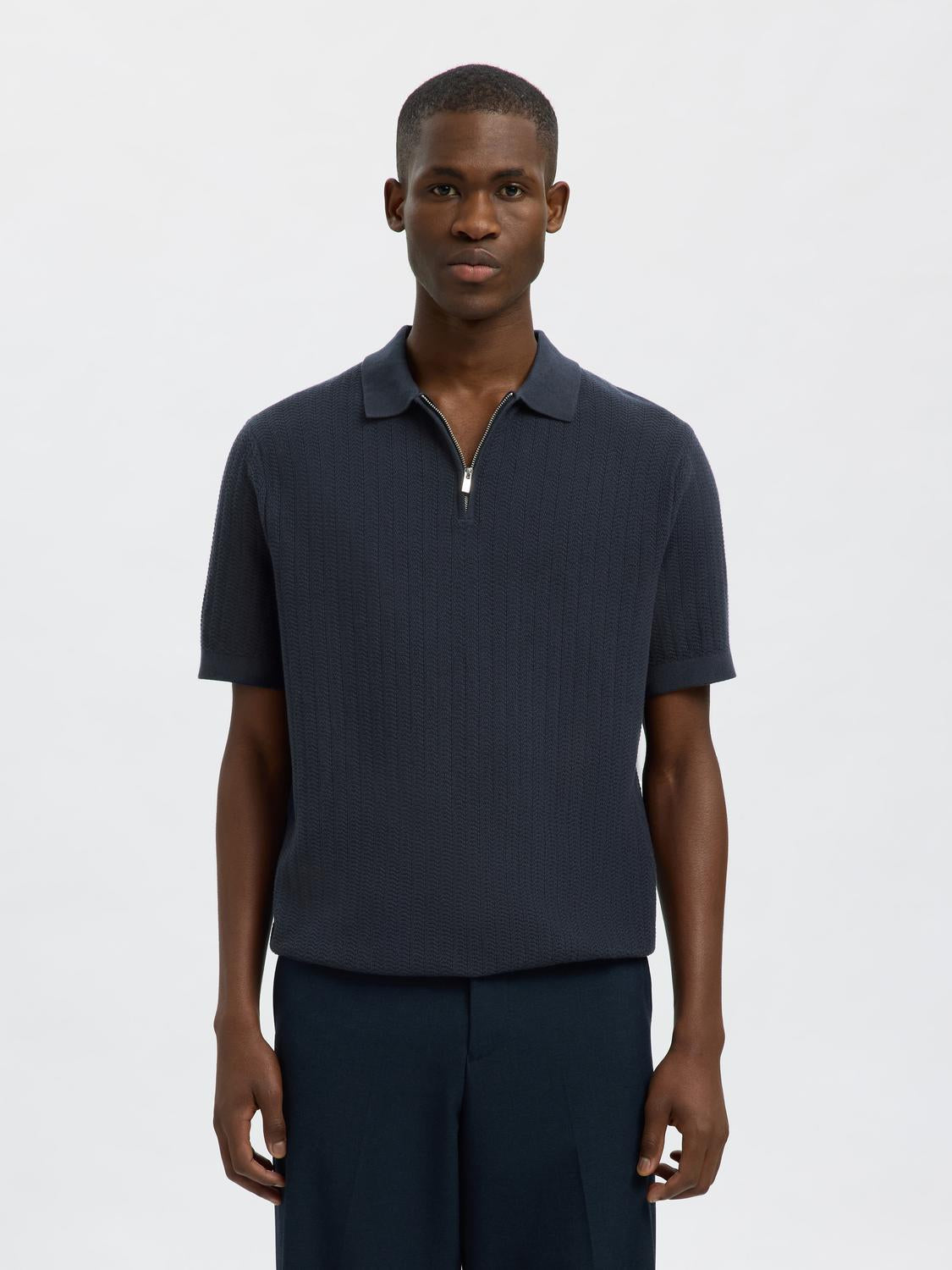 Cran Strikket Half Zip - Blå/ Sky Captain