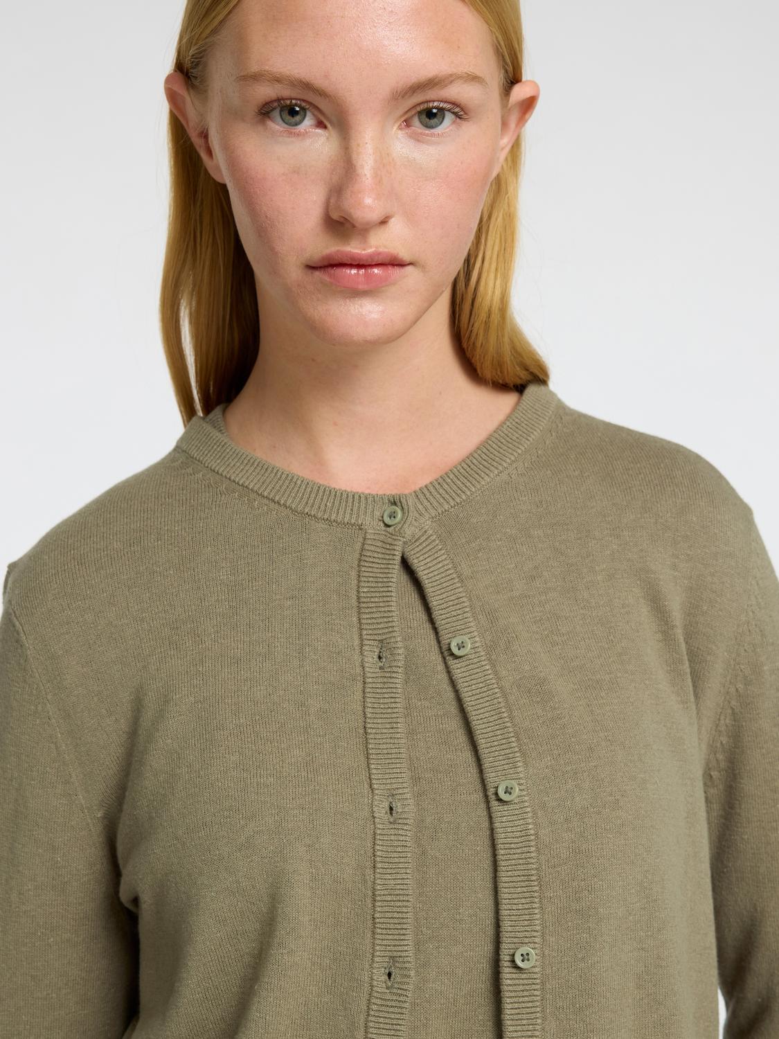Laura Strikket Cardigan - Grønn/ Vetiver