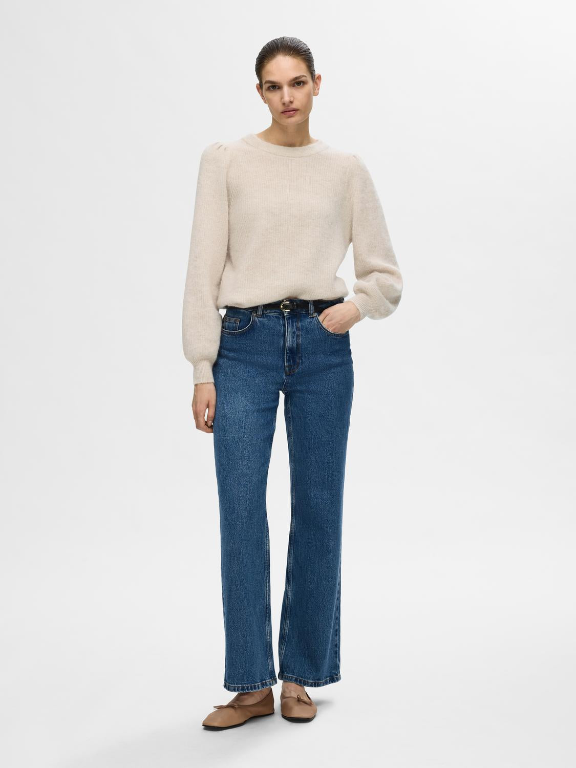 Lulu Rib O-neck - Beige/ Birch