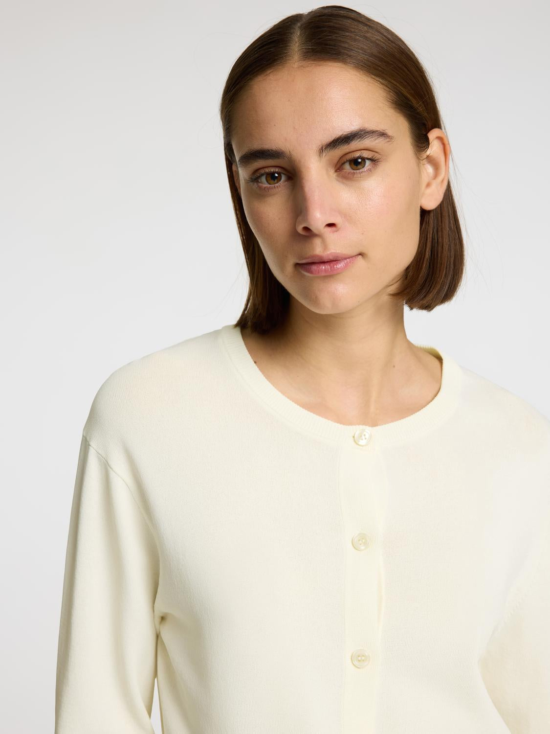 Calo Strikket Cardigan - Beige/ Birch