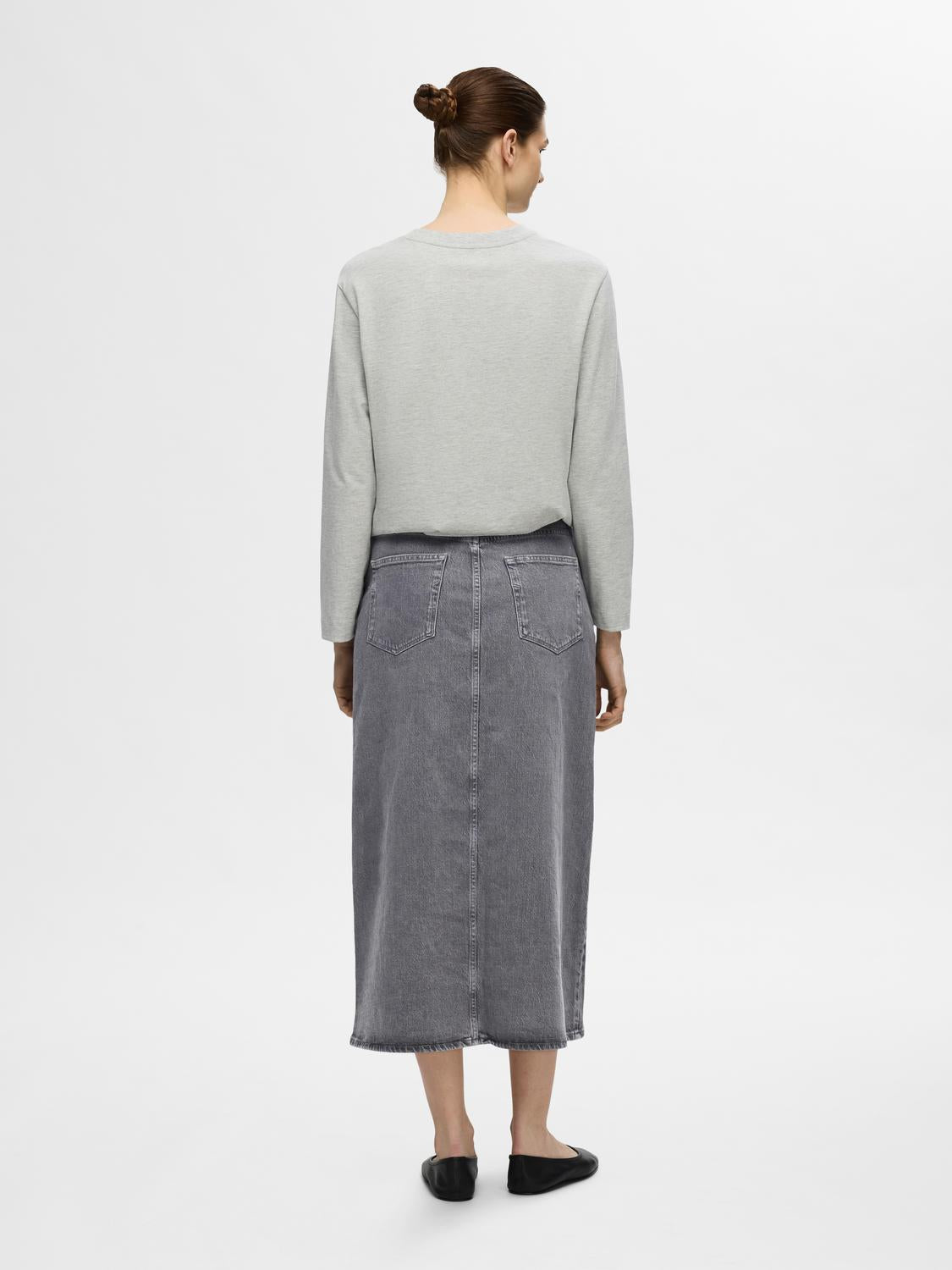 Krista Gerda Skjørt - Grå/ Light Grey Denim