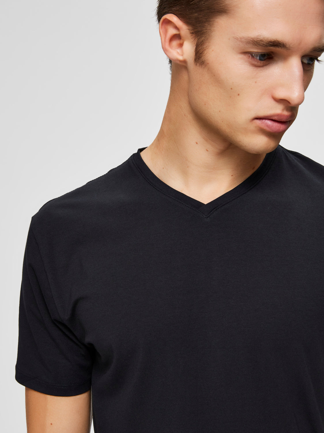 Pima V-Neck T-Skjorte - Sort/ Black