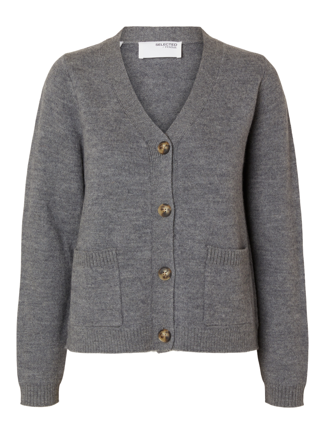 Ana Strikket Cardigan - Medium Grey Melange