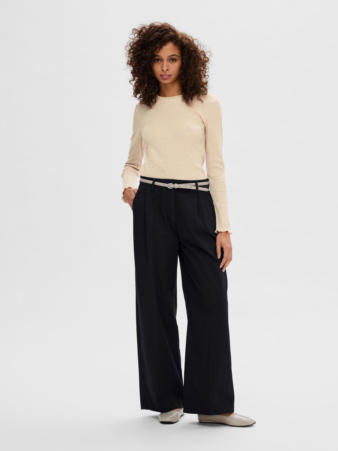 Anna LS T-Skjorte - Beige/ Oatmeal