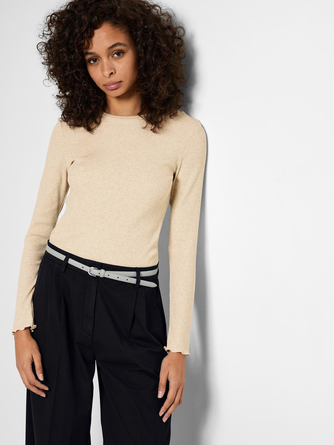 Anna LS T-Skjorte - Beige/ Oatmeal