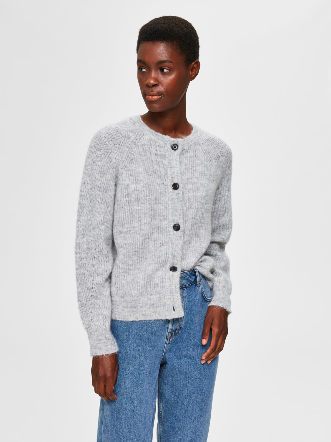 Lulu kort ullcardigan - Grå