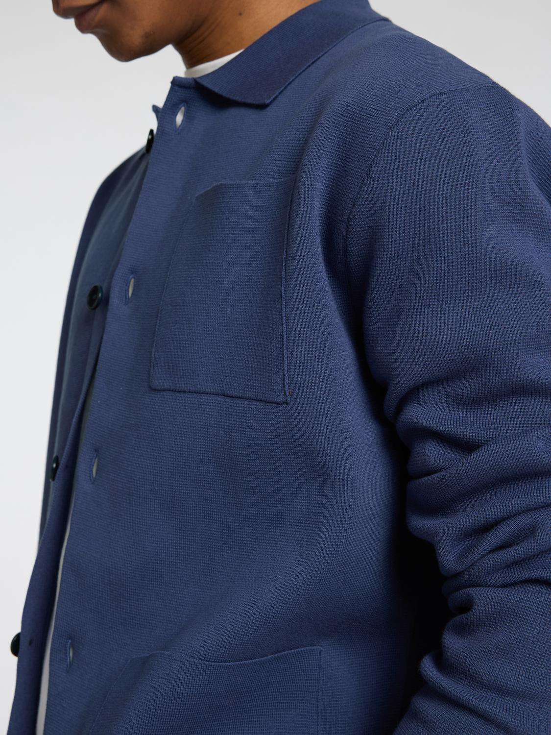 Mike Strikket Polo Cardigan - Blå/ Oceana