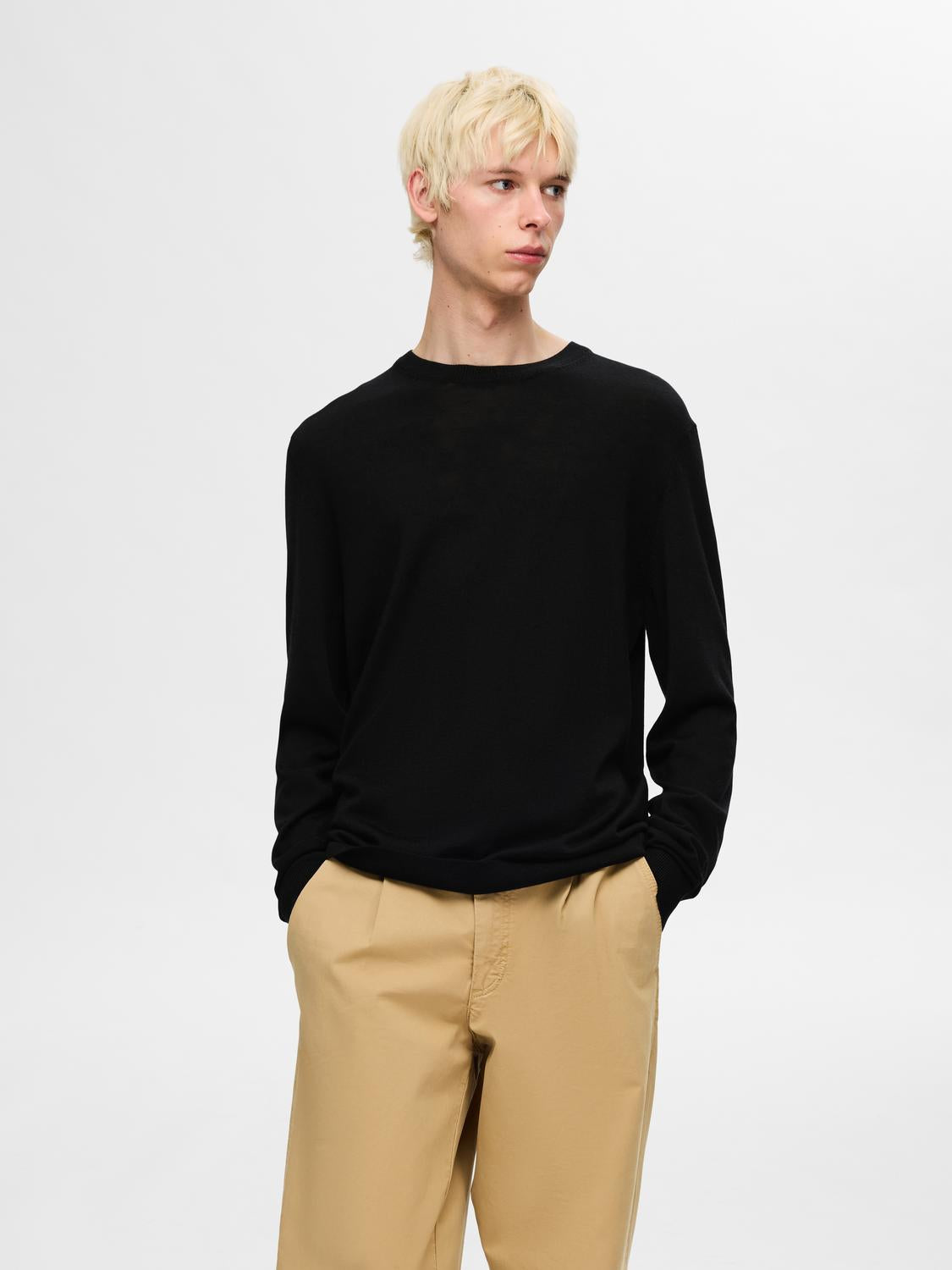 Tray Merino Crew-neck Genser - Sort/ Black