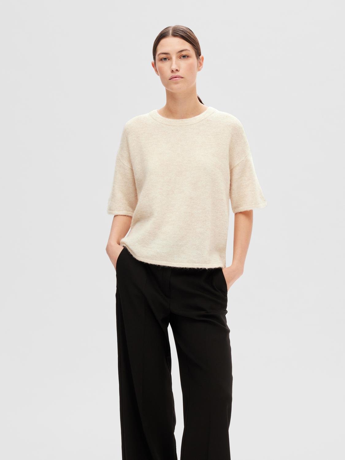 Maline Liliana strikket topp - Beige/ Birch