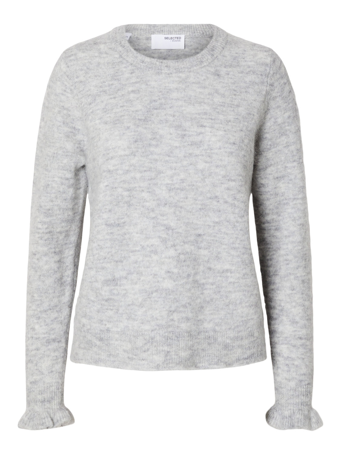 Lulu Frill O-neck - Grå/ Light Grey Melange