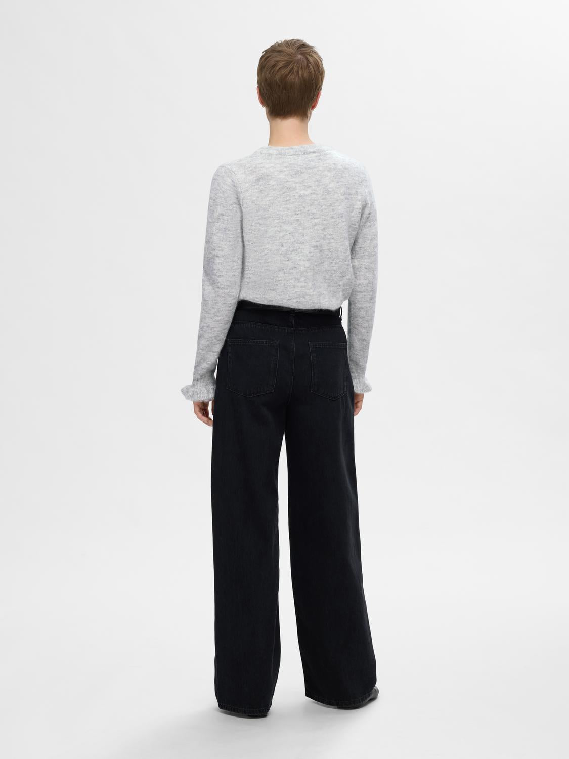 Lulu Frill O-neck - Grå/ Light Grey Melange