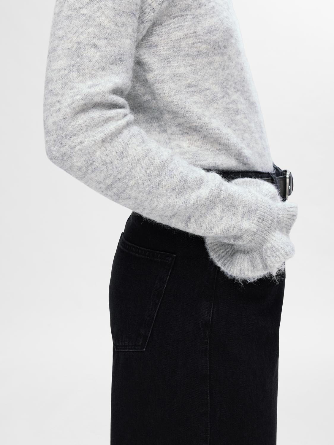 Lulu Frill O-neck - Grå/ Light Grey Melange