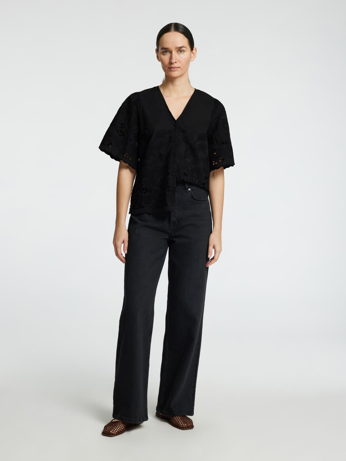 Dahlia SS Skjorte - Sort/ Black