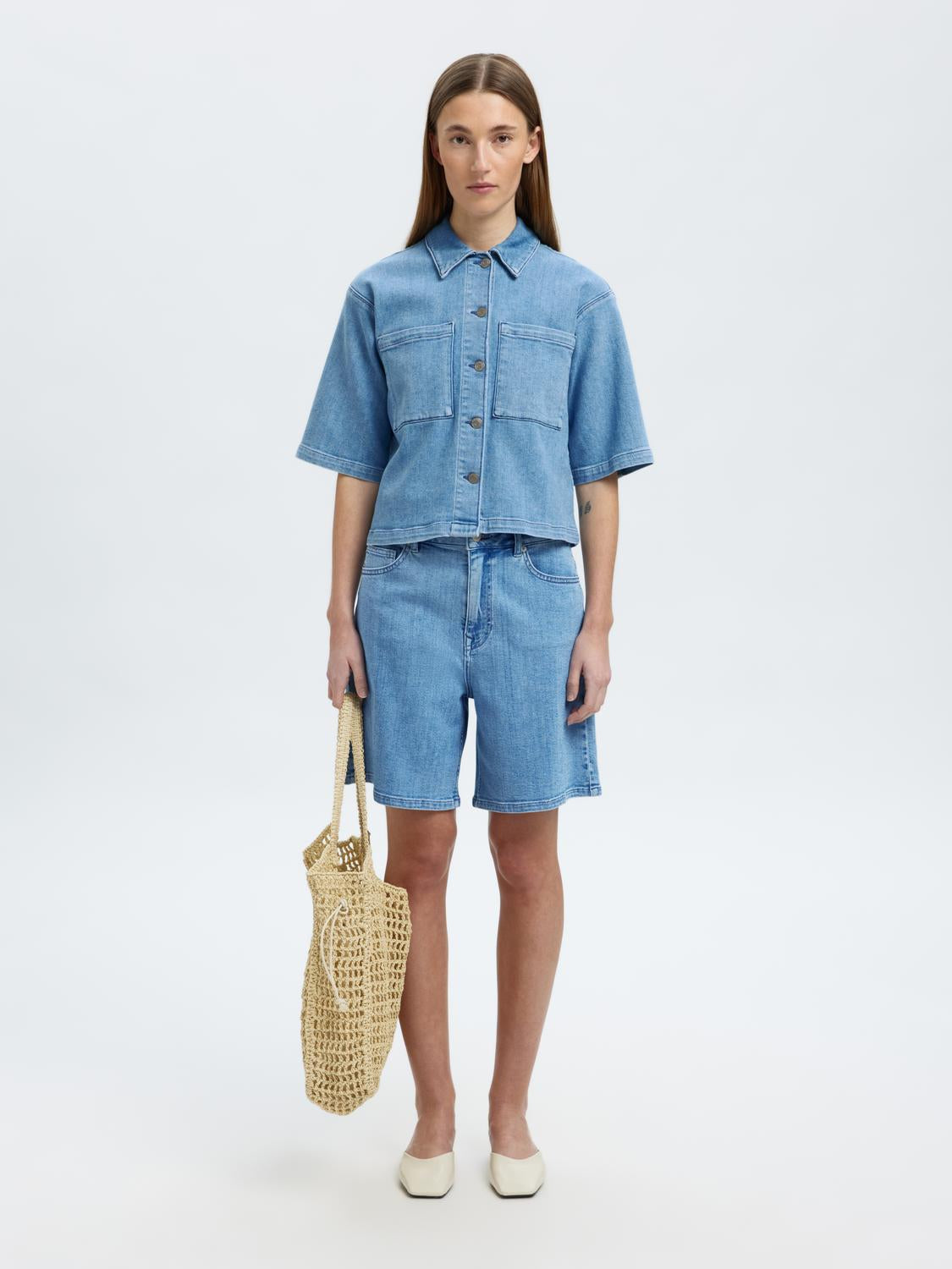 Anya Denim Skjørt - Blå/ Light Blue Denim