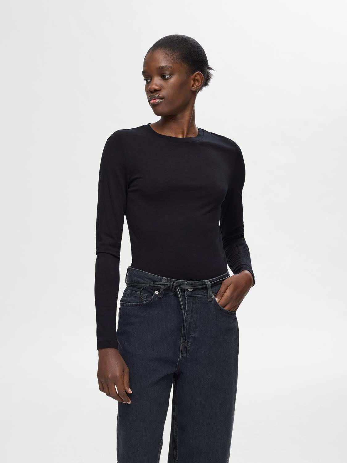 Wola O-Neck Topp - Sort/ Black