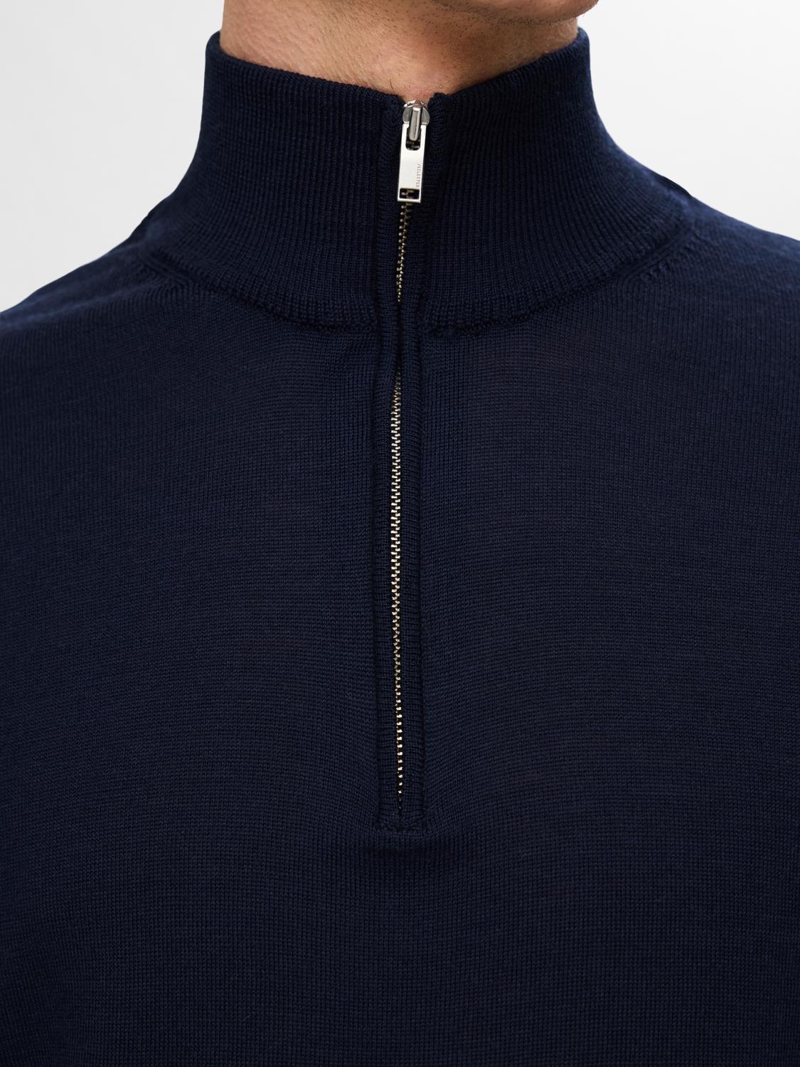 Tray Strikket Merino Half-Zip - Navy Blazer