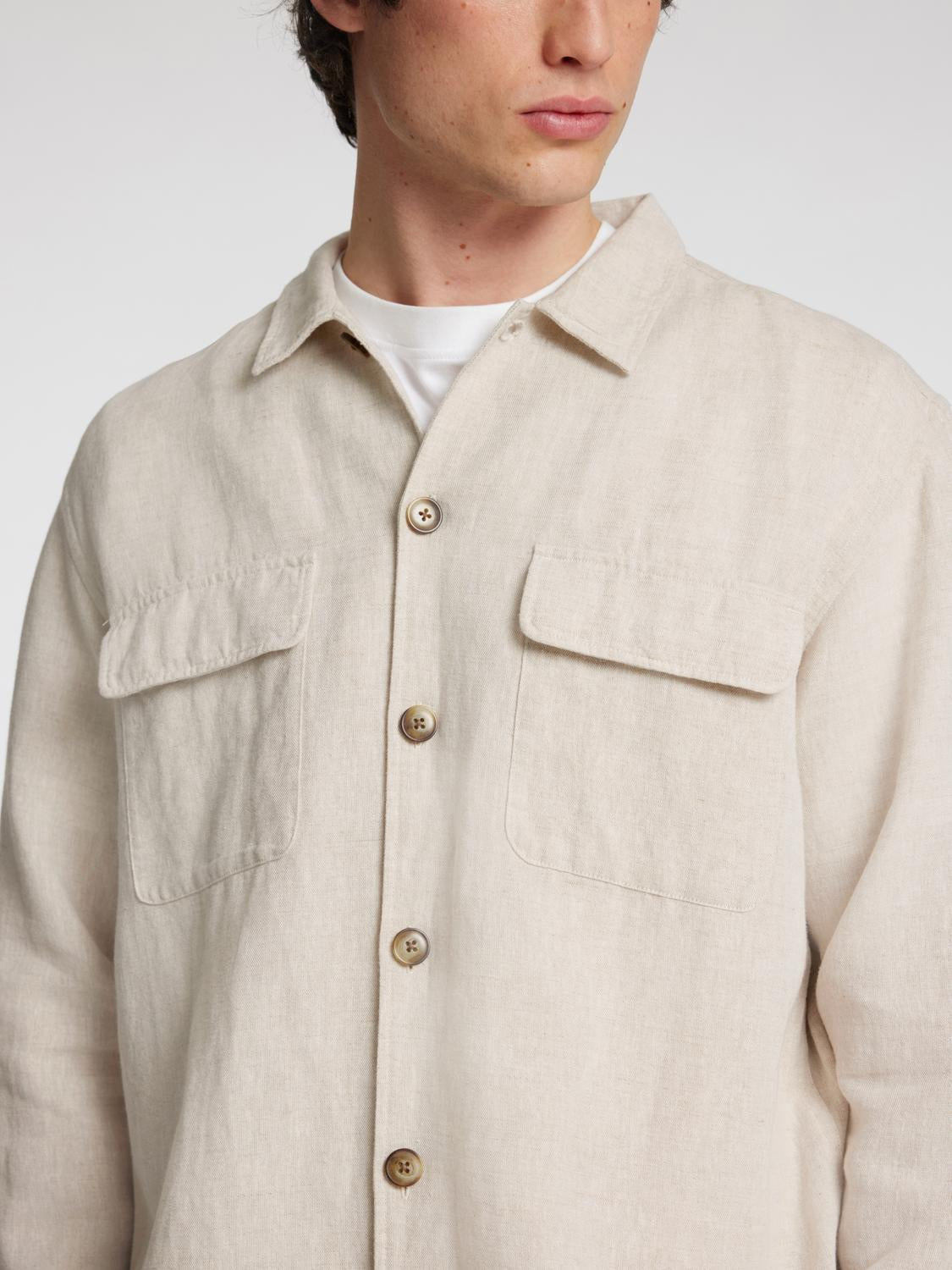 Leroy Lin Overshirt - Beige/ Pure Cashmere