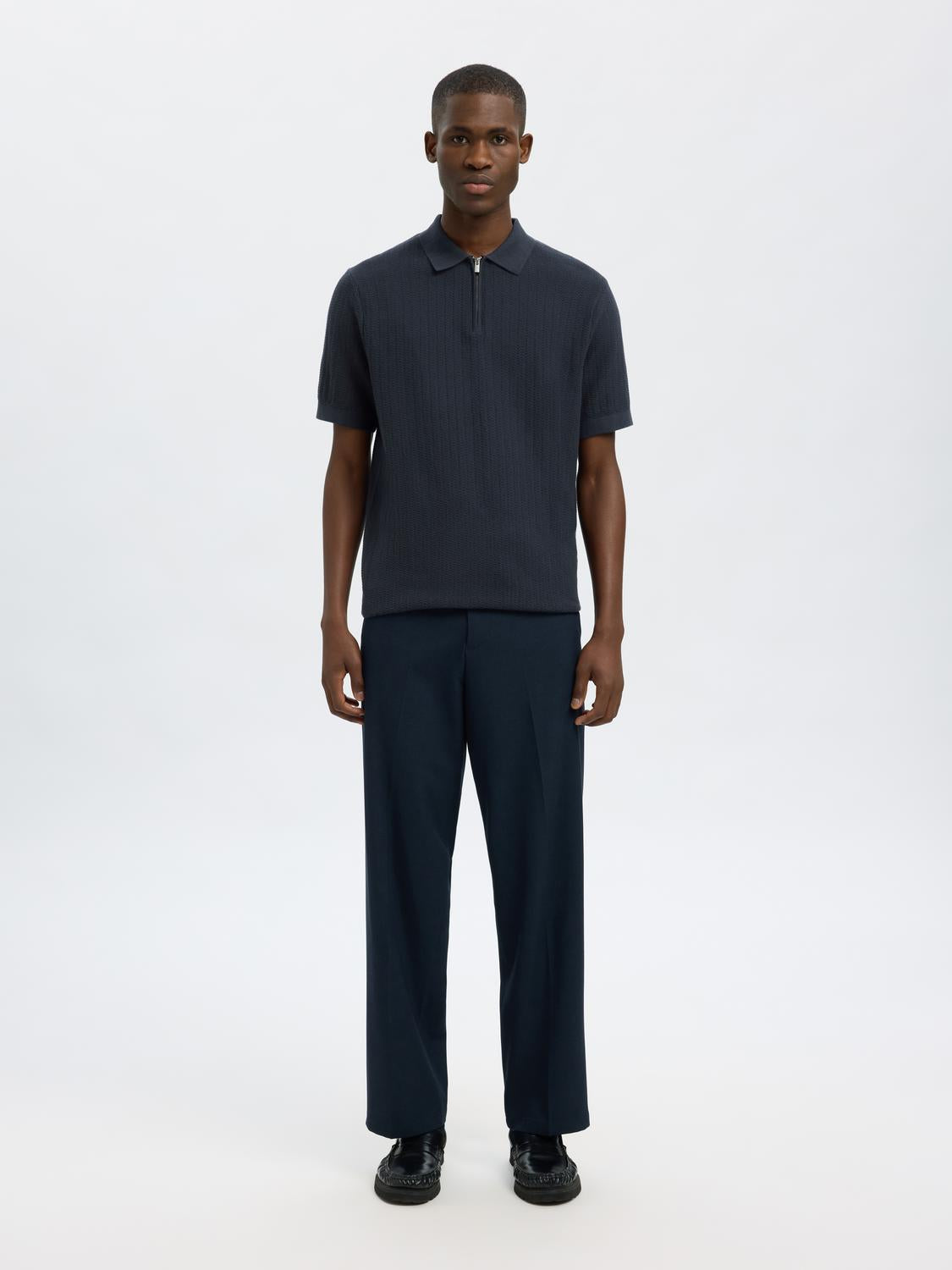 Cran Strikket Half Zip - Blå/ Sky Captain