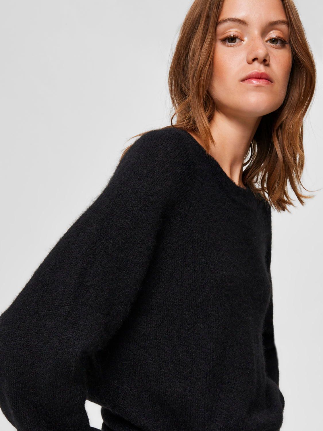 Lulu O-Neck Strikket Genser - Sort