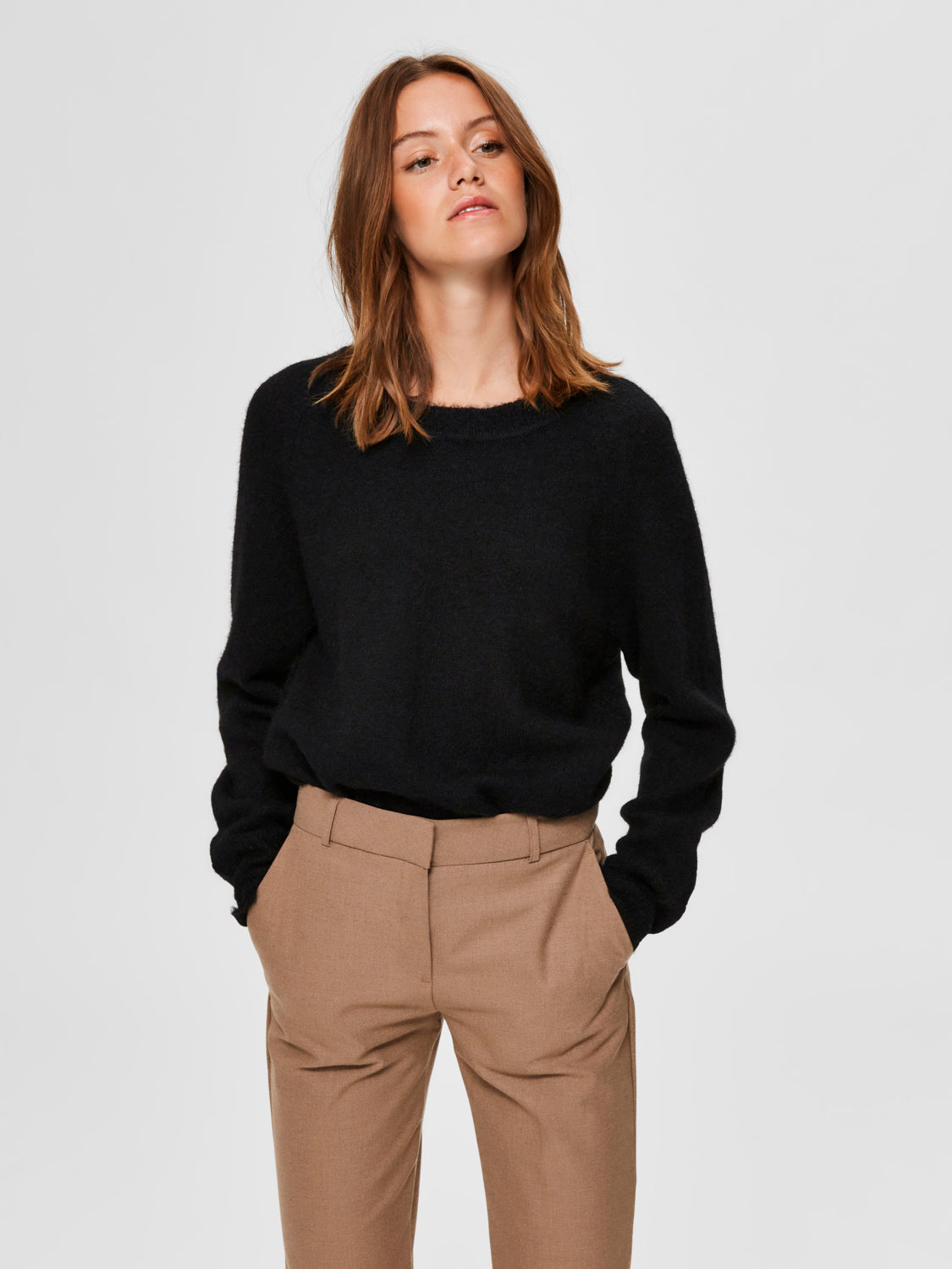Lulu O-Neck Strikket Genser - Sort