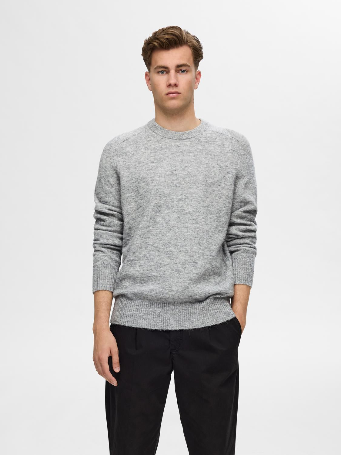 Rai Strikket Genser - Grå/ Light Grey Melange