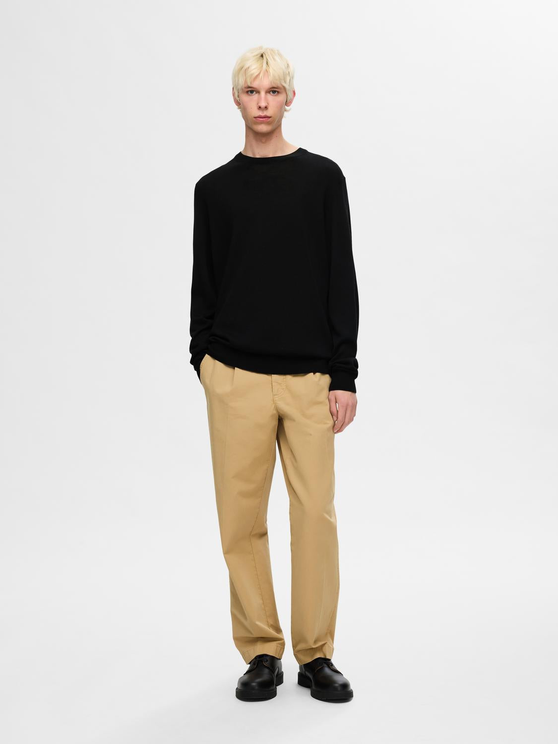 Tray Merino Crew-neck Genser - Sort/ Black