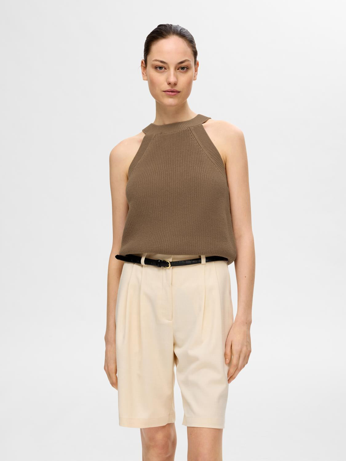Vinna strikket Topp  - Brun/ Coca Mocha