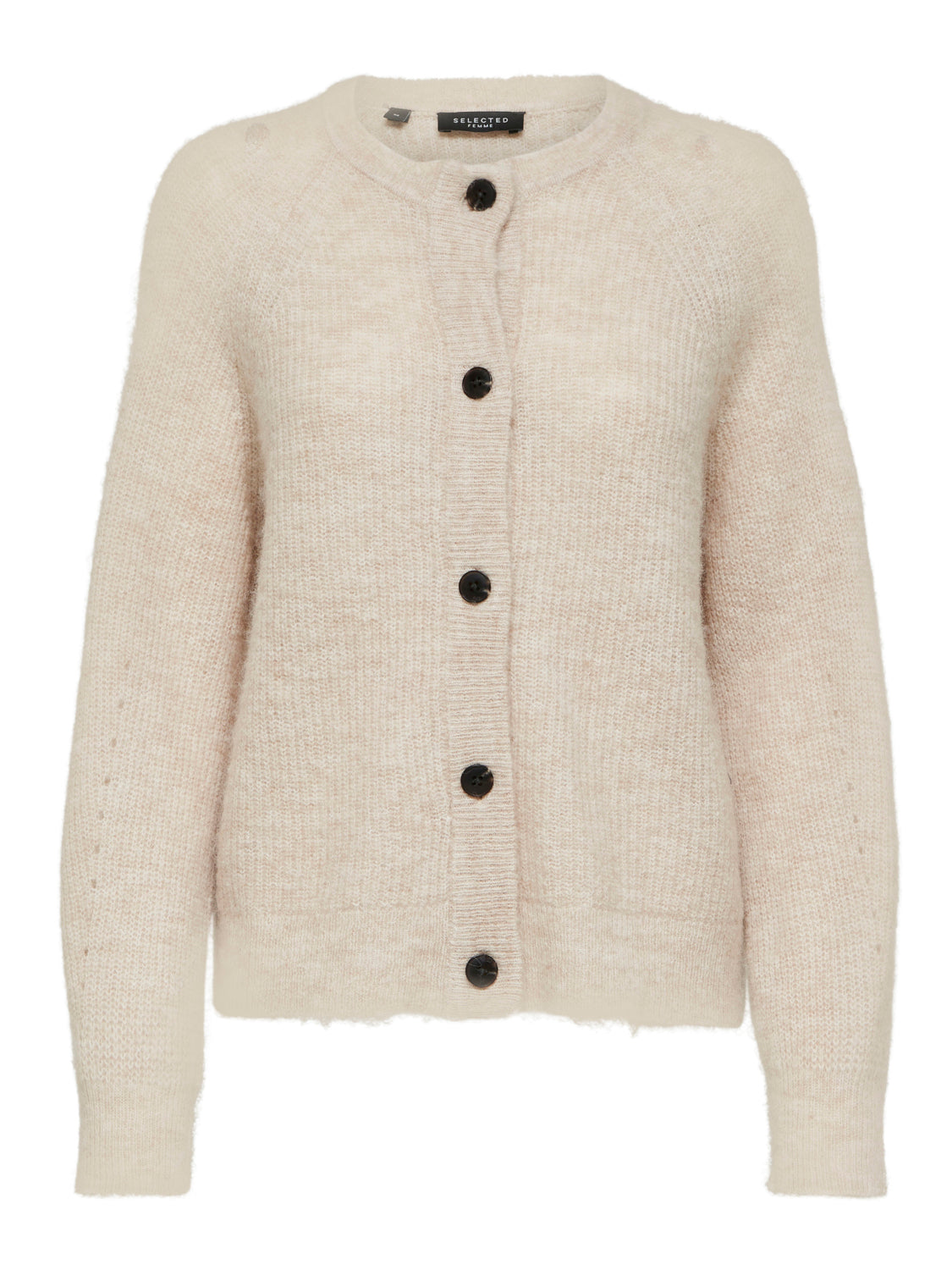 Lulu kort ullcardigan - Beige/ Birch