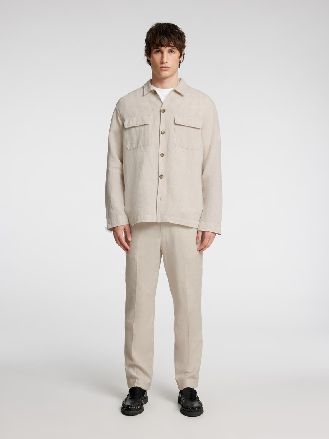 Leroy Lin Overshirt - Beige/ Pure Cashmere