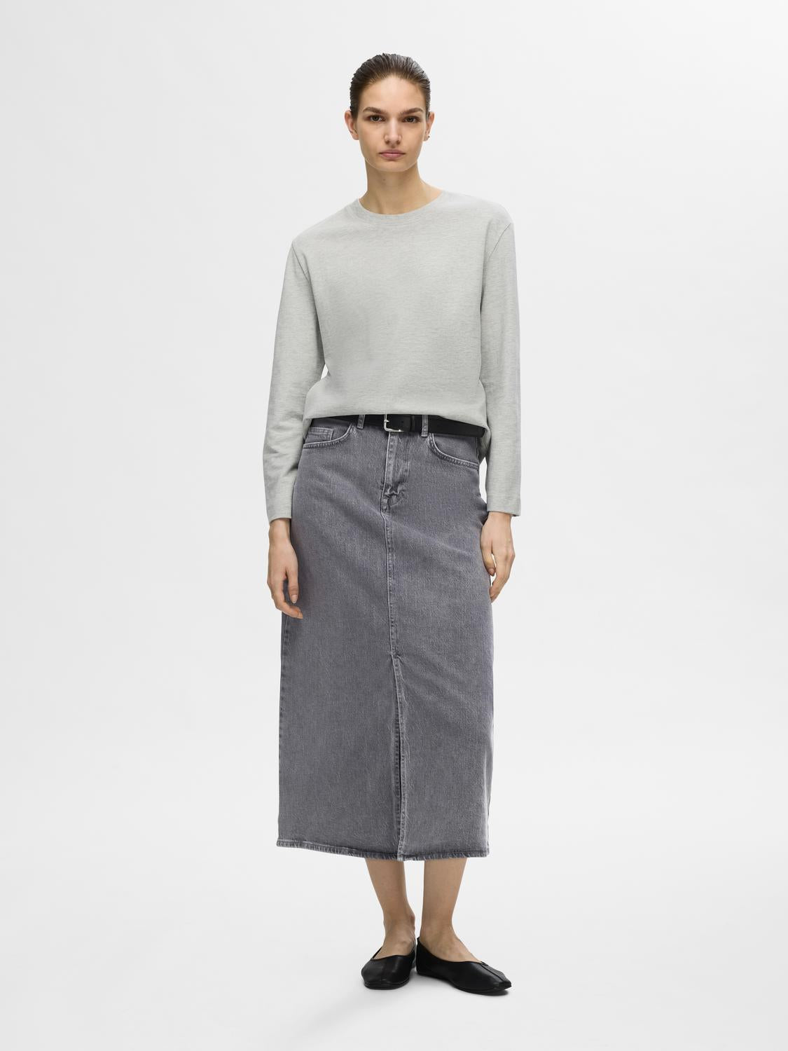 Krista Gerda Skjørt - Grå/ Light Grey Denim