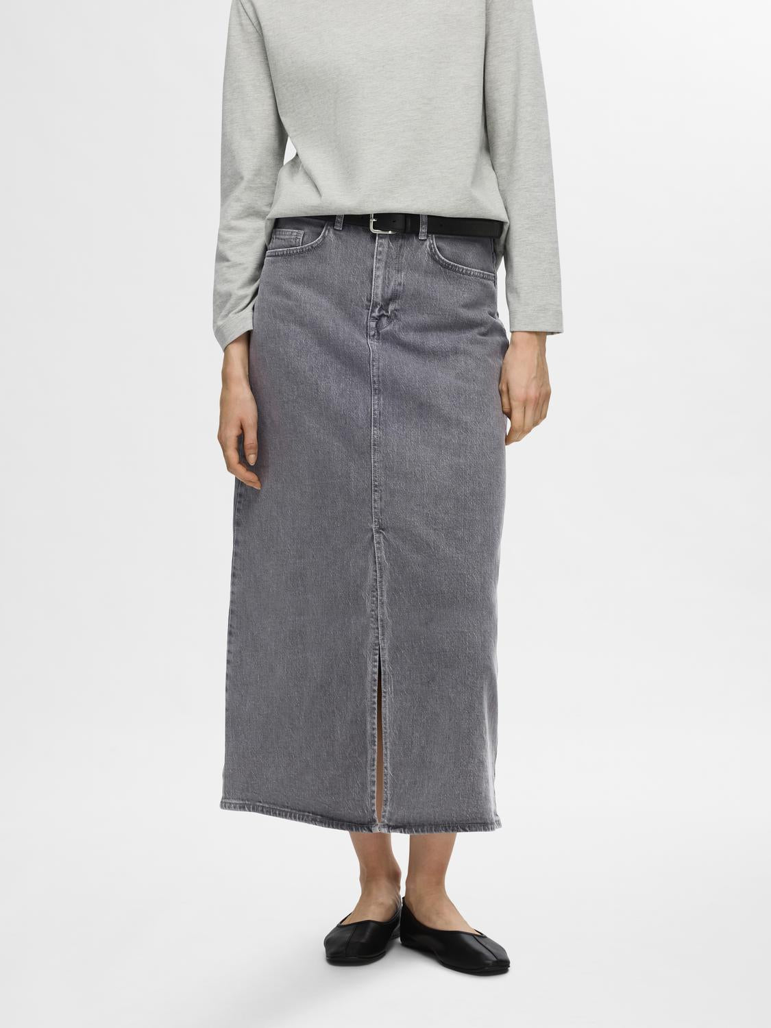 Krista Gerda Skjørt - Grå/ Light Grey Denim