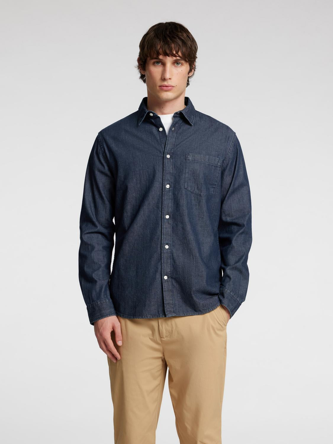 Regular Carlo Skjorte - Blå/ Dark Blue Denim