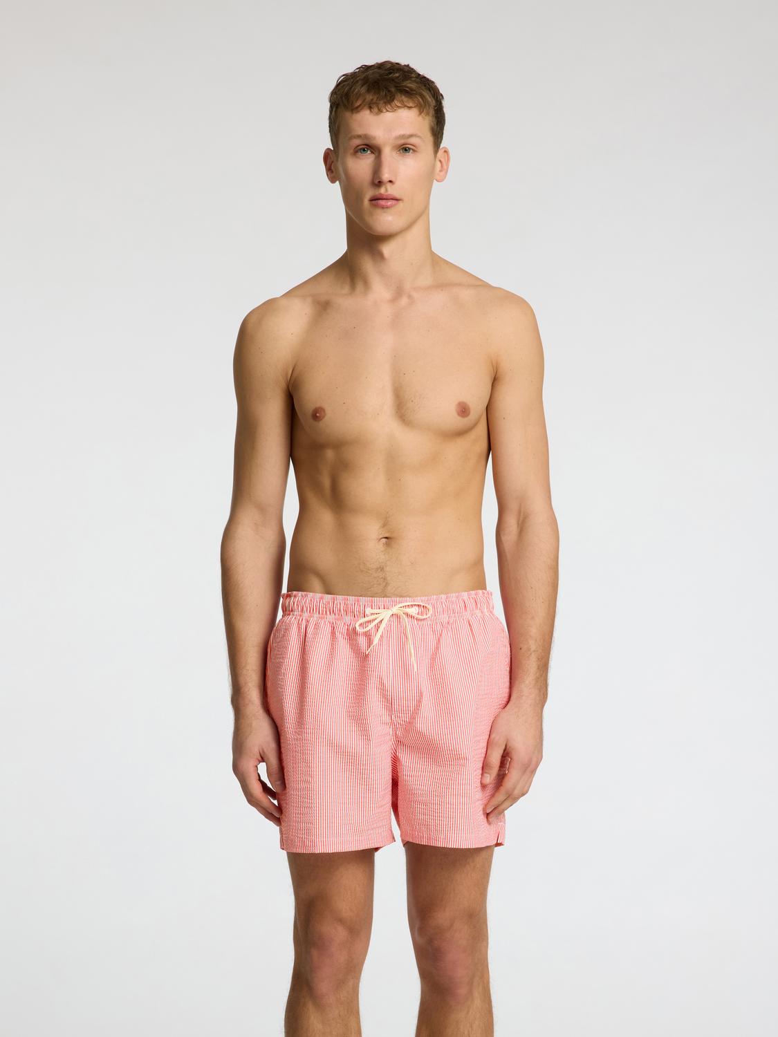 Cooper Seersucker Badeshorts - Rosa/ Hibiscus