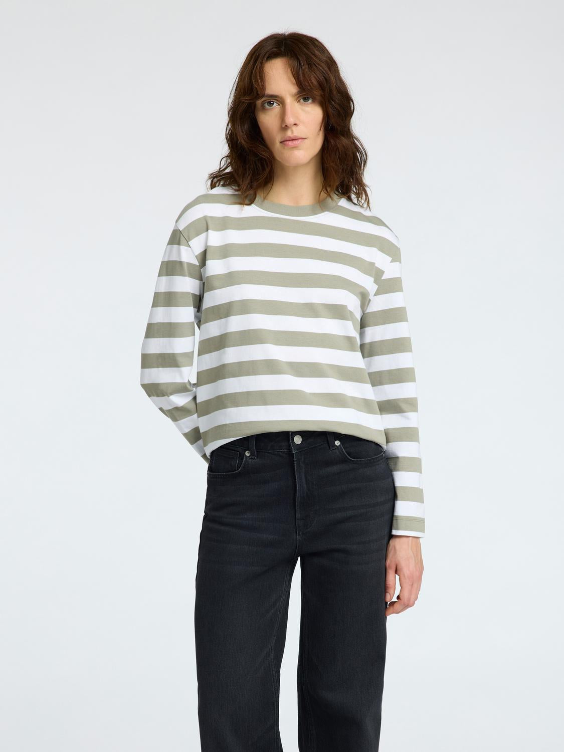 Essential Stripete Boxy T-Shirt - Grønn/ Vetiver