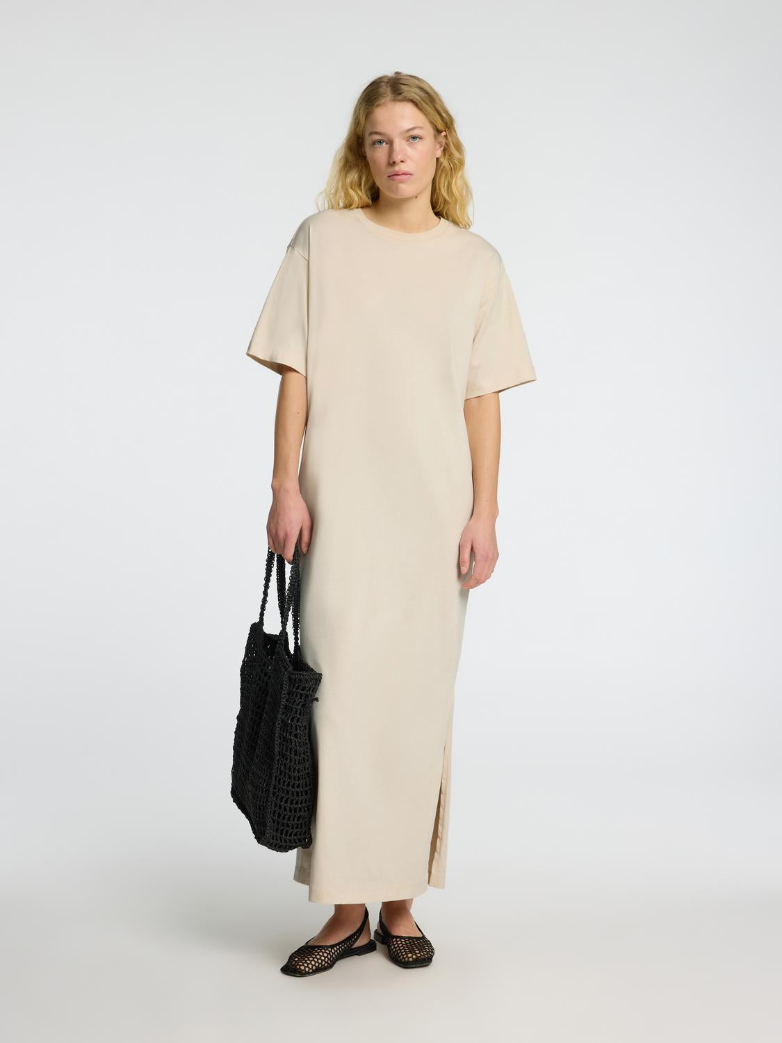 Essential Lang Kjole - Beige/ Birch