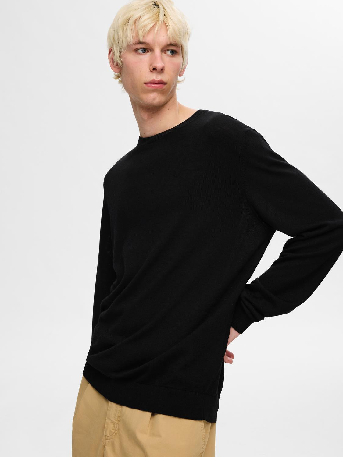 Tray Merino Crew-neck Genser - Sort/ Black