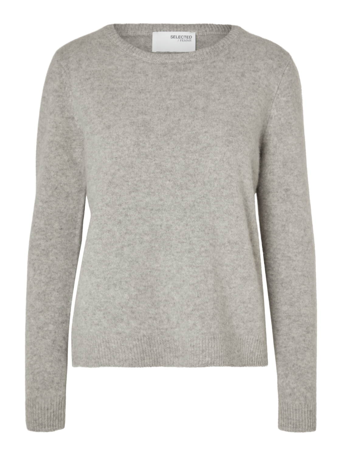 Manila Strikket Cashmere O-Neck Genser - Grå/ Light Grey Melange