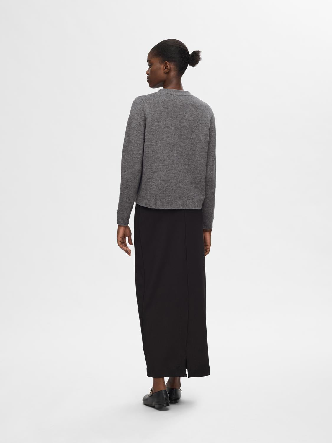 Ana Strikket Cardigan - Medium Grey Melange