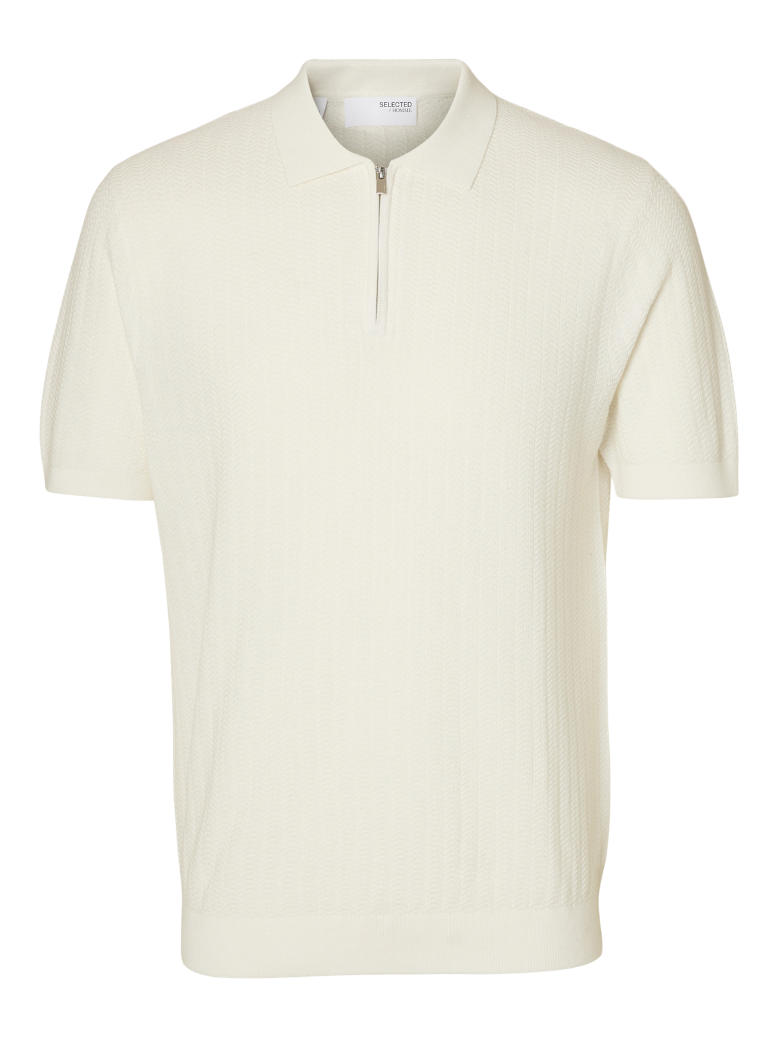 Cran Strikket Half Zip - Beige/ Egret