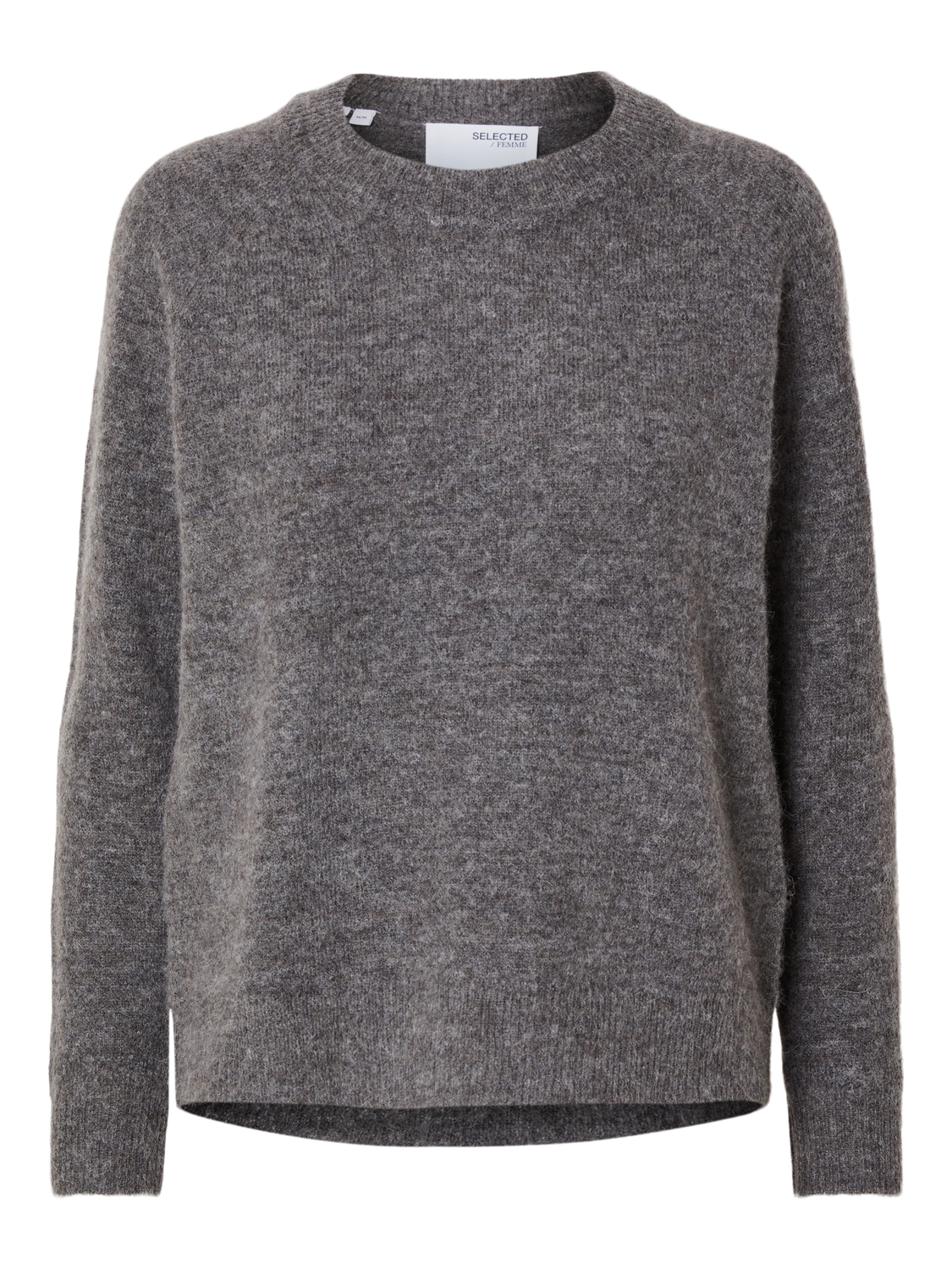 Lulu O-Neck Strikket Genser - Medium Grey Melange