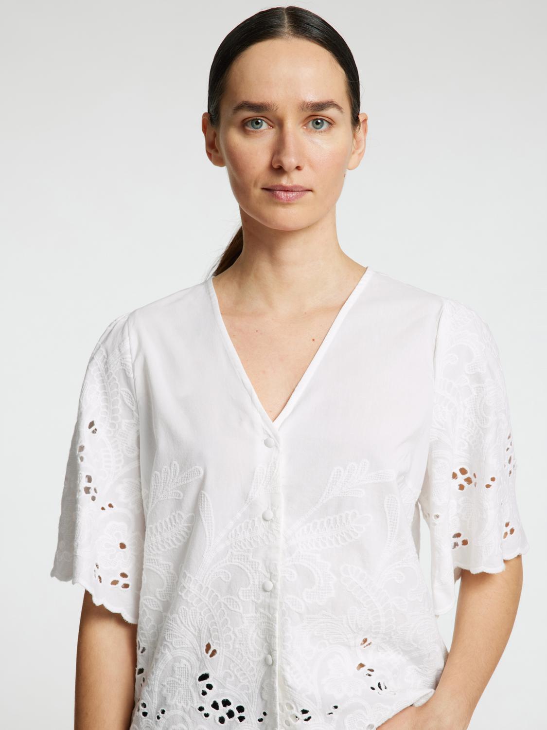 Dahlia Kort Arm Skjorte - Hvit Bright White
